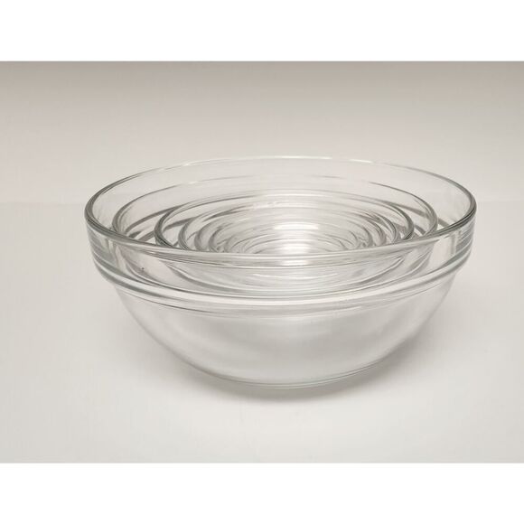 ARC France Vintage 8 PC Mixing Bowl Set Clear Glass Nesting Set - Picture 1 of 6